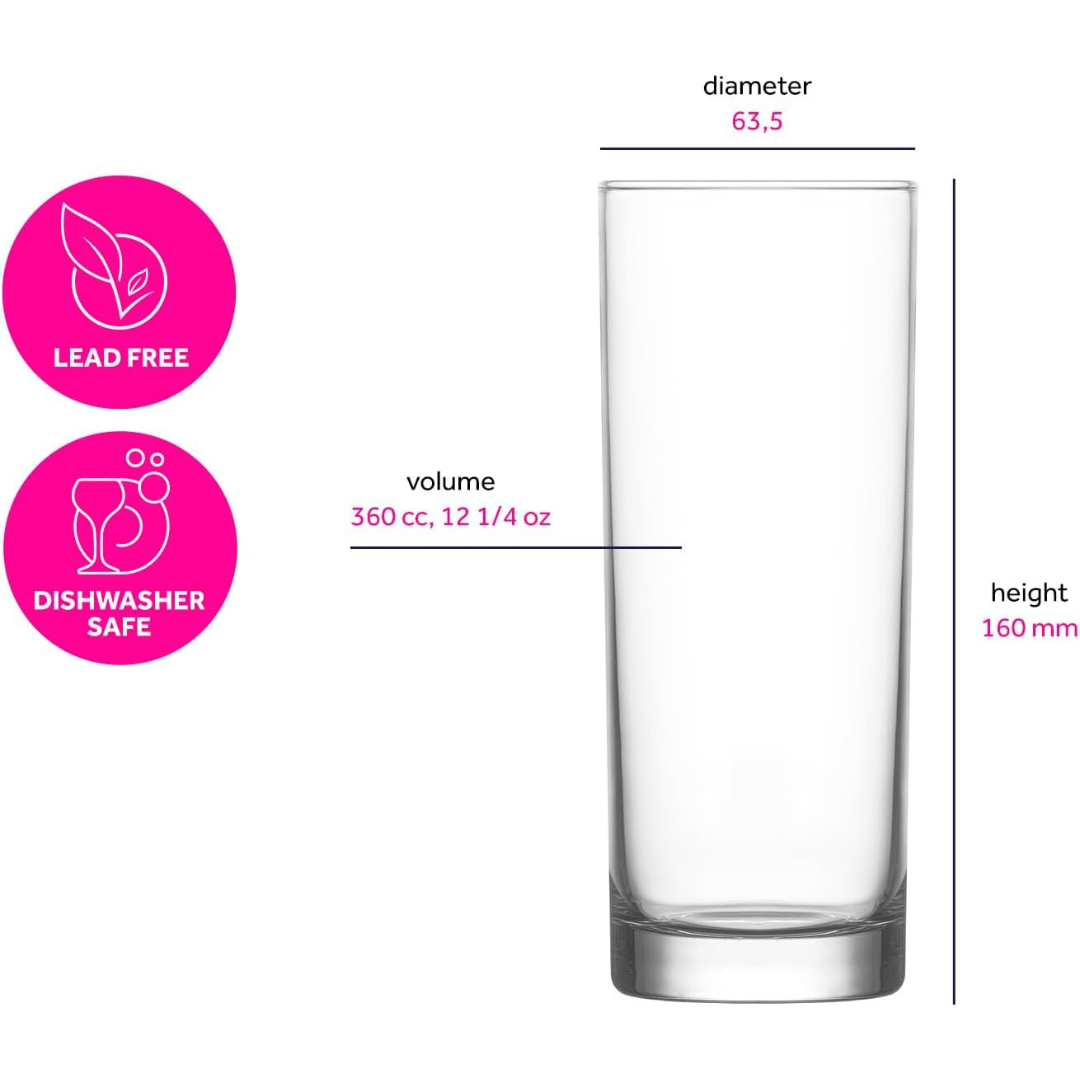 Set de 6 Vasos de Vidrio 360ml Liberty LAV LV-LBR340F LAV