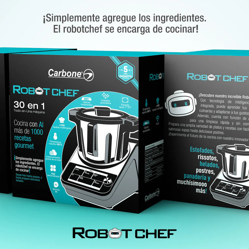 Robot De Cocina Inteligente 3L Robot Chef Carbone 30 En 1. Cocina 1000 Recetas Con Inteligencia Artificial AI KR-K3501 CARBONE