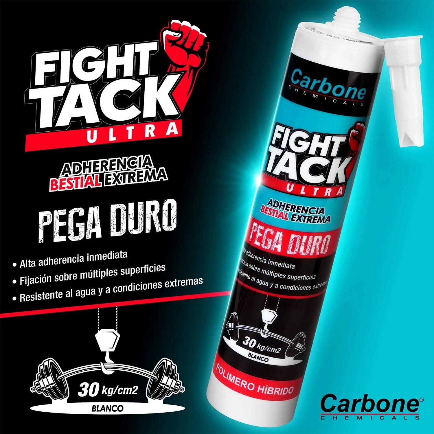 High Tack CARBONE FIGHT ULTRA Agarre Inicial INMEDIATO 30Kgxcm2 Viscosidad Adherencia Y Resistencia Alta BLANCO 290Ml H-0760-FIGHT-ULTRA CARBONE