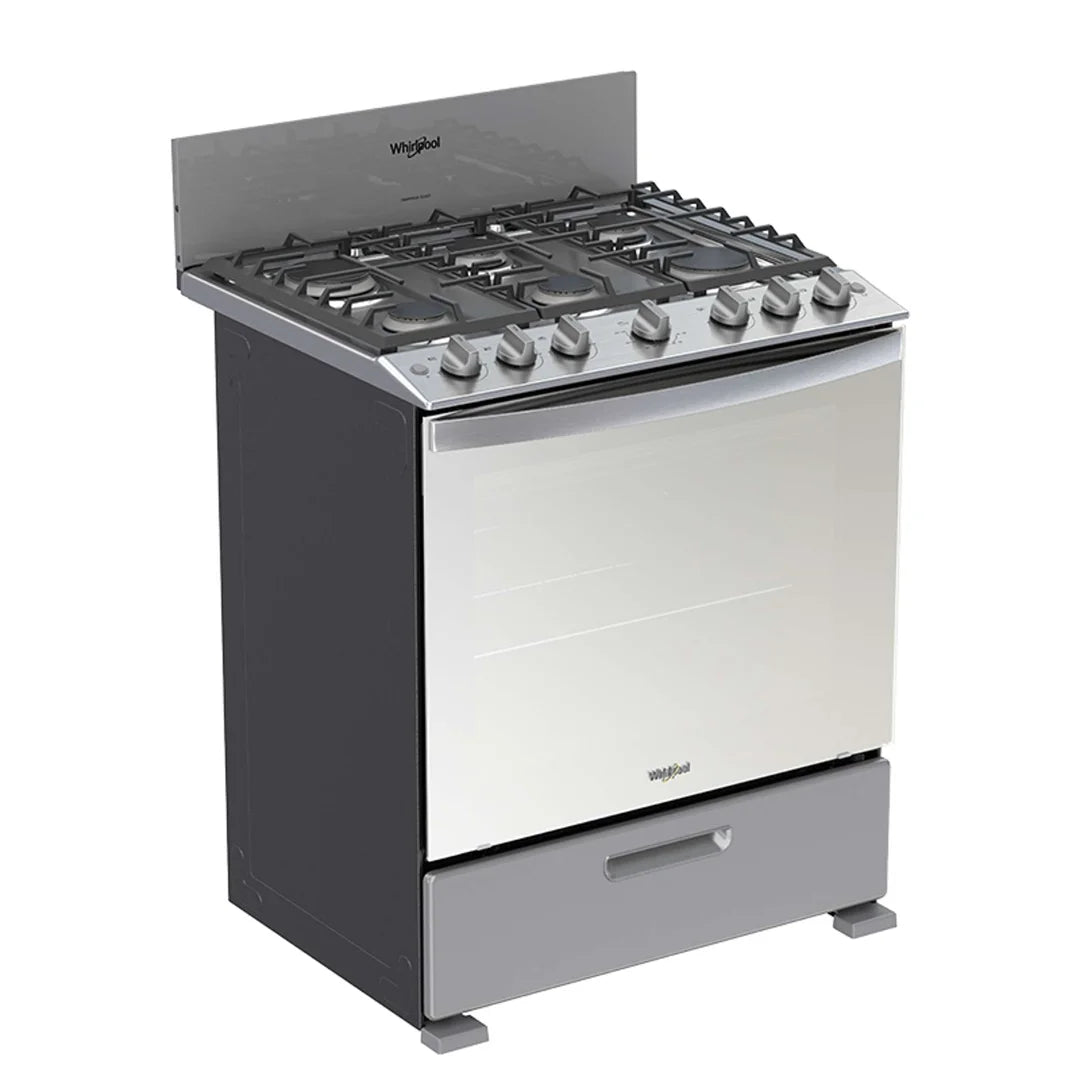 Estufa con Horno a Gas Whirlpool LWFR3400D de 30 Pulgadas con 6 Quemadores, Parrillas de Hierro Fundido y Horno EverClean