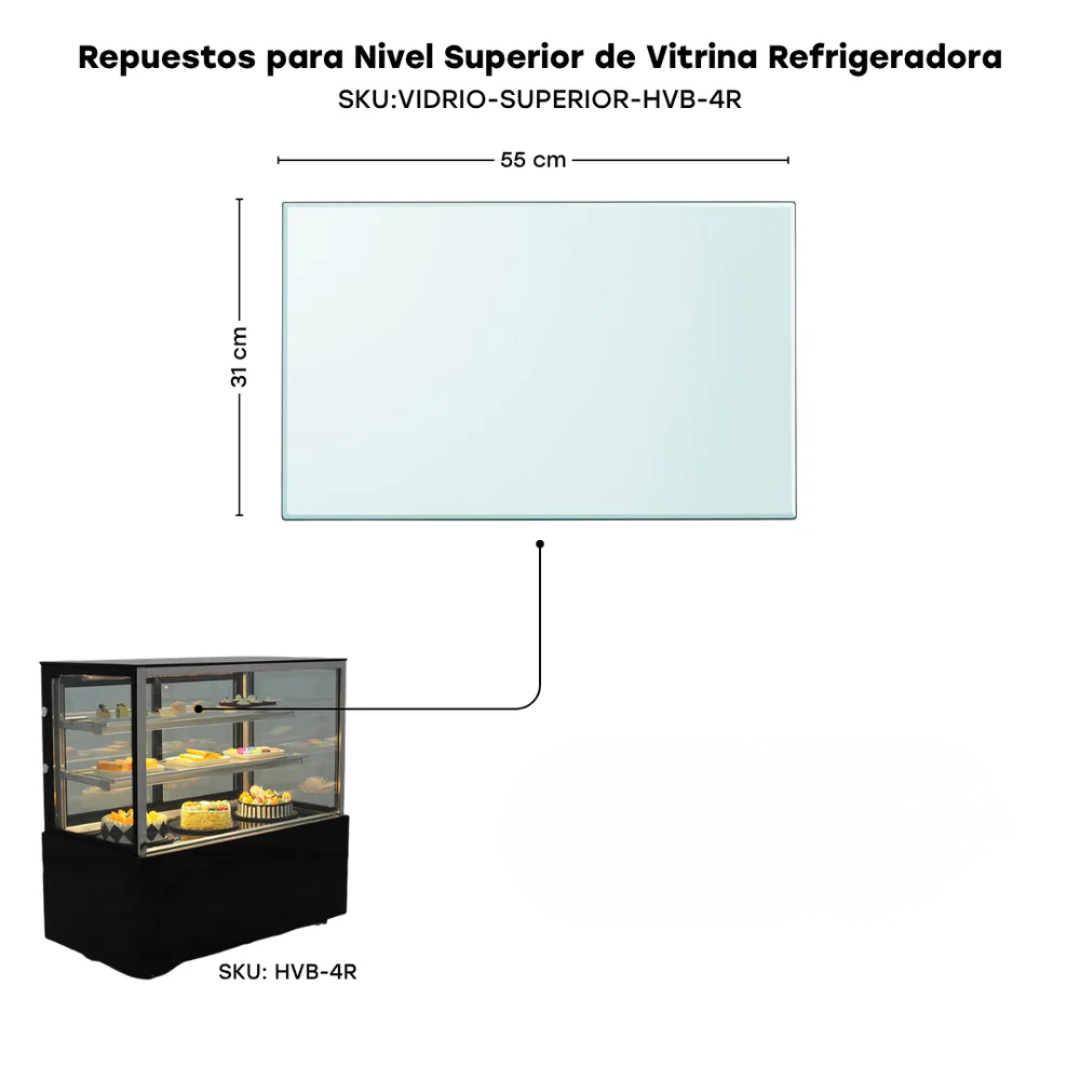 Repuestos para Vitrina Refrigeradora Negro para Dulce 120cm/150cm/180cm HVB-4R HVB-5R HVB-6R Pasteles. Pastel.