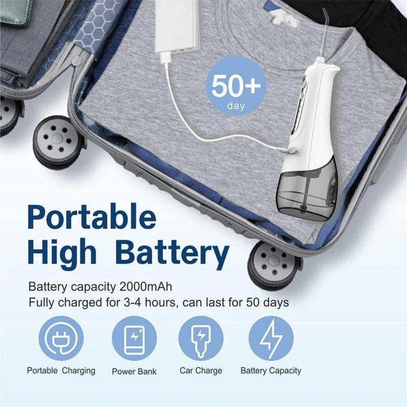 Irrigador Bucal Portátil De 4 Modos Con Tanque De 330?Ml Y Boquillas Intercambiables. Limpieza Profunda. AB1129 Selecto