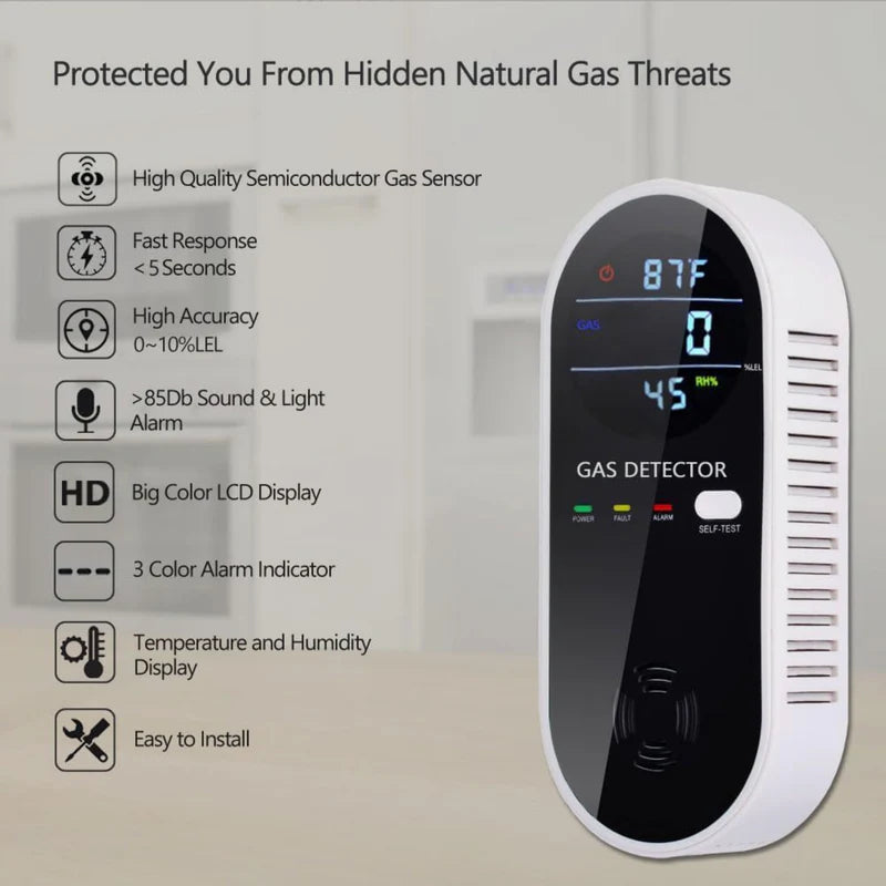 Detector De Fugas De Gas 3 En 1, Pantalla De Gas, Temperatura Y Humedad. BAM387 Selecto