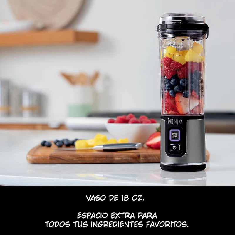 Licuadora Personal Ninja Blast Black BC151. Minibatidora Portátil, Recargable, Smoothies, Batidos De Proteínas, Pica Hielo Y Frutas Congeladas. NJS-09-BC151LAABK NINJA