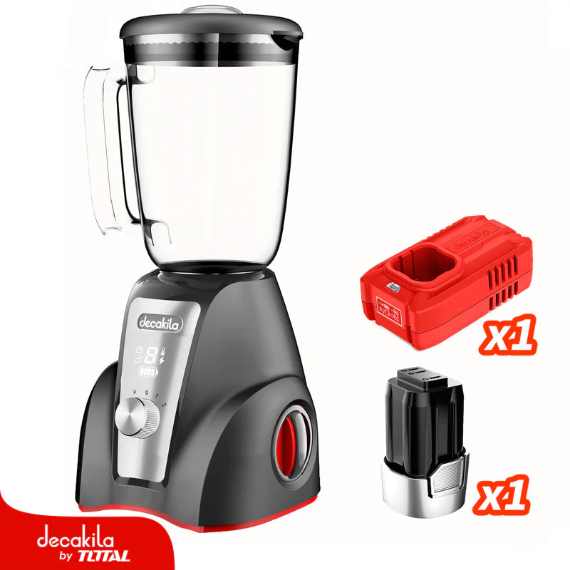 Licuadora Inalámbrica Gris 1.5L 300W 16V 2 Velocidades. Jarra De Vidrio. Incluye Batería Y Cargador. Decakila KUJB052B