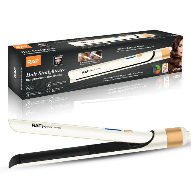 Plancha De Pelo 2 En 1 45W Alisadora Y Onduladora 200°C Con Cable Giratorio 360° Reduce Daño Capilar 110V/60Hz R.9422W-110 RAF