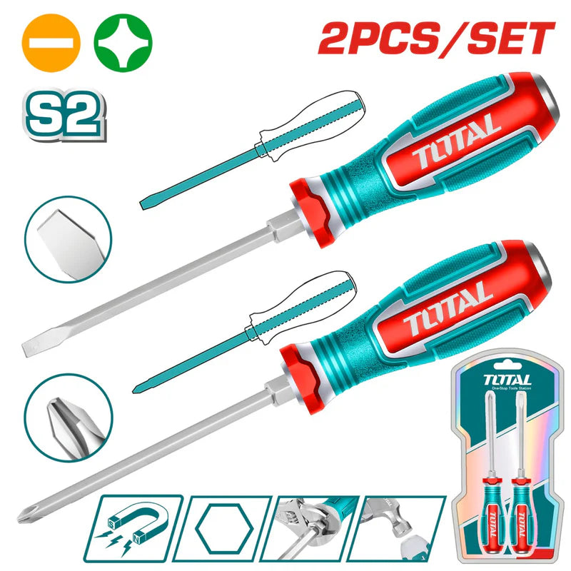 Destornilladores Variados S2 Plano SL6.5 Ph2x6. Vástago Hexagonal. Set 2 Pzas. Total TGTST0206