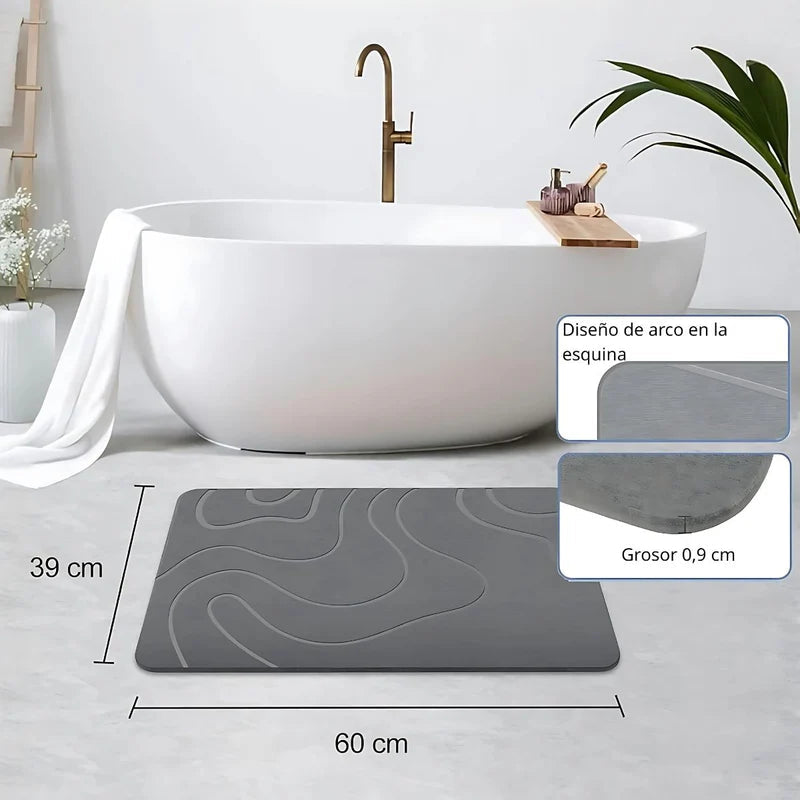 Alfombra De Baño De Diatomeas Super Absorbente Antideslizante. Tapete Baño De Secado Rápido. Color Gris 60X39cm. TU030 Selecto