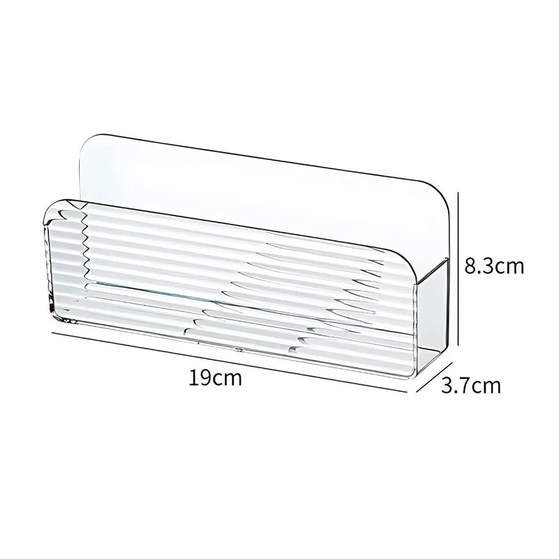 Soporte Adhesivo De Pared Para Controles Remotos 19 × 3.8 × 8.3 Cm. Repisa Organizador De Almacenamiento Colgante. Caja Porta Objetos Trasparente. TU062