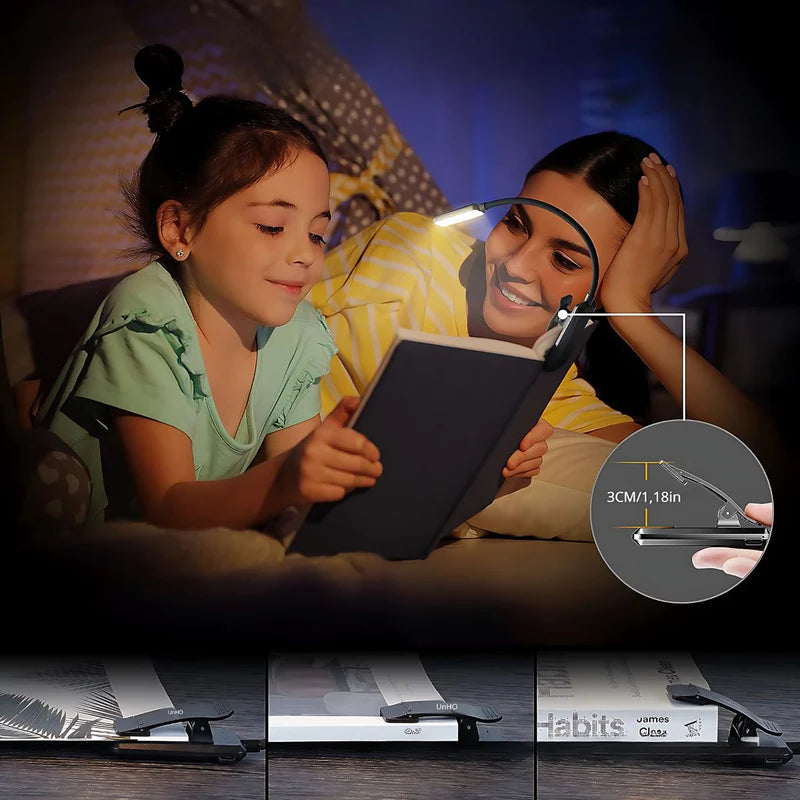 Lámpara De Lectura Con Clip. Luz Nocturna Para Leer Libros. Foco LED Para Estudio Recargable Con Duración De Hasta 10 Horas. TU065 Selecto