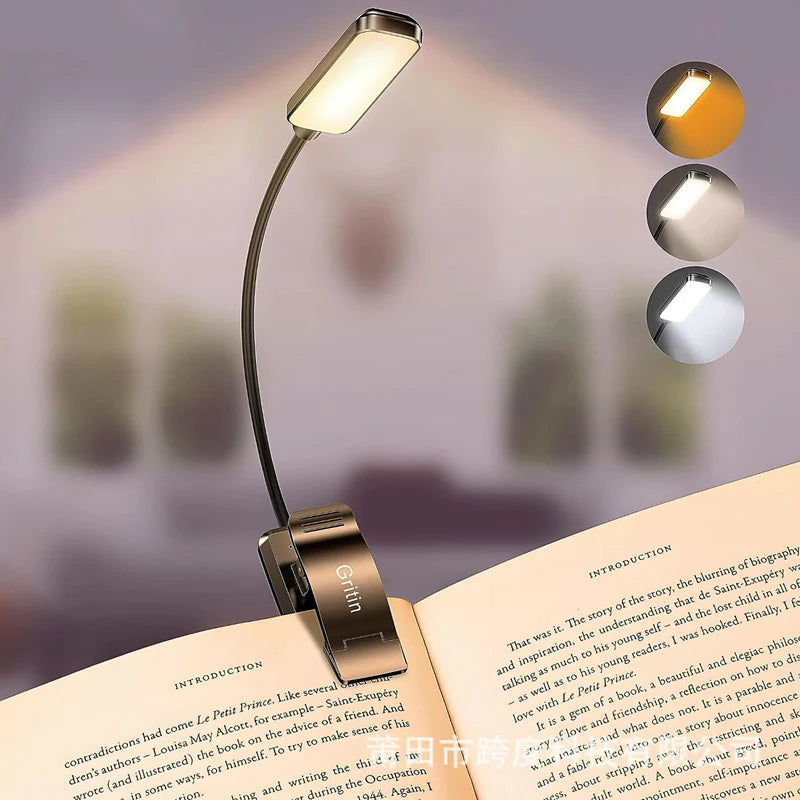 Lámpara De Lectura Con Clip. Luz Nocturna Para Leer Libros. Foco LED Para Estudio Recargable Con Duración De Hasta 10 Horas. TU065 Selecto