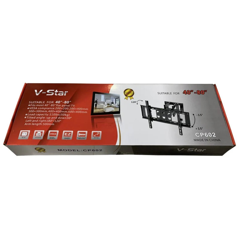 Soporte De TV Ajustable Para Pantallas De 40-80'' Con Inclinación ±15° Y VESA 200X200 Hasta 400X600mm. Brazo Doble Telescópico Para Televisor TU107 Selecto