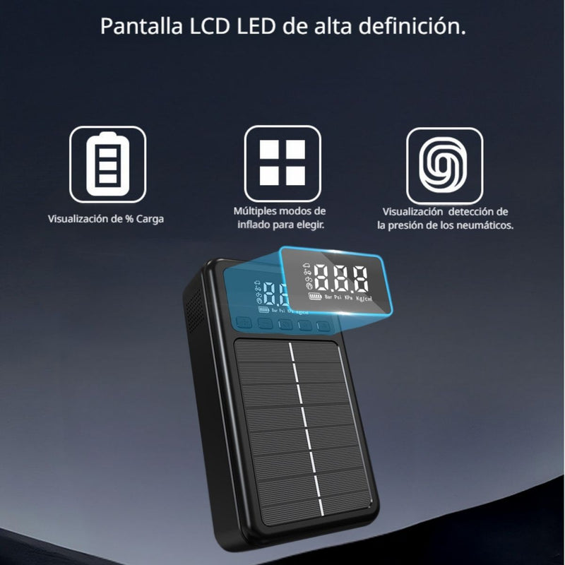 Jumper Arrancador Portátil De Batería De Carga Solar Con Compresor De Aire. Batería Auxiliar 12000Mah Con Cargador TIPO C. TU117 Selecto