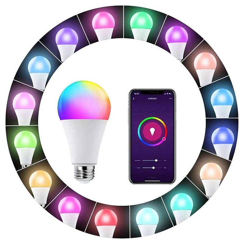 Foco Bombillo Inteligente LED RGB Wifi+Bluetooth. 9W Foco Iluminación RGB Con App Y Control Remoto Compatible Con Alexa Y Google Assistant. Bombilla TU172 Selecto