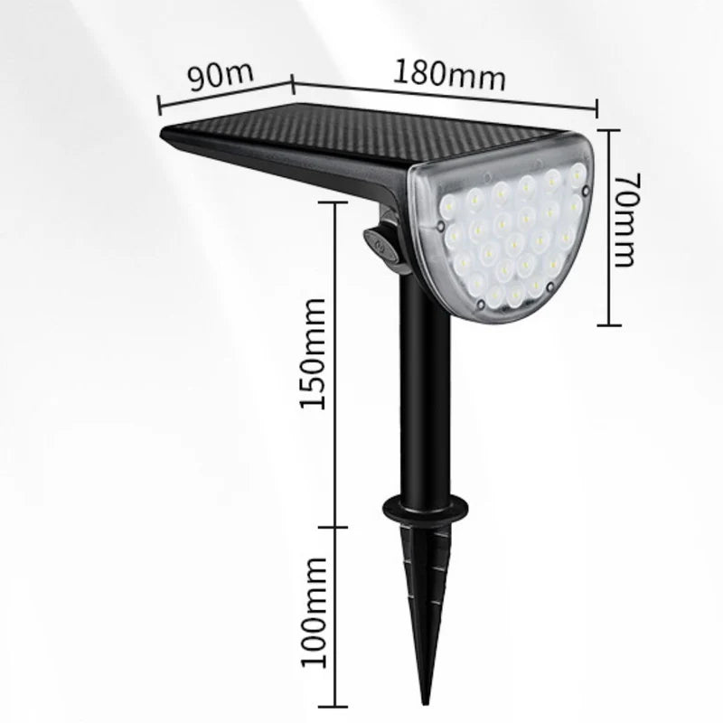 Foco Solar LED Exterior Resistente Al Agua Con Cabezal Ajustable. Lámpara Para Jardín Luz Cálida Autorecargable. (Hasta 10 Horas) TU180 Selecto
