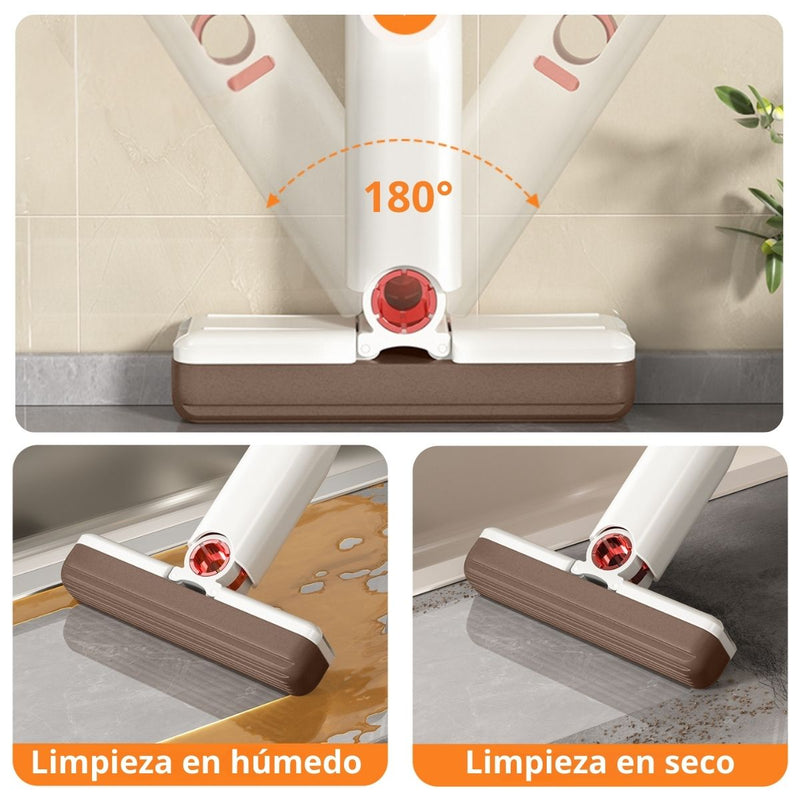 Limpia Ventanas Escurridor Trapeador Retráctil Mini Con Autoescurrido. Mini Mop Plegable 180°. Mini Mopa Para Limpieza En Seco Y Húmedo. TU188 Selecto