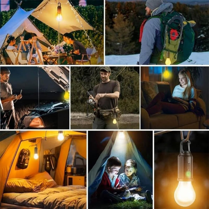 Lámpara Solar De Camping Portátil Recargable USBC. Foco Con Gancho Para Exteriores. Bombilla LED Regulable. Luz Calida Con Dimmer TU191 Selecto