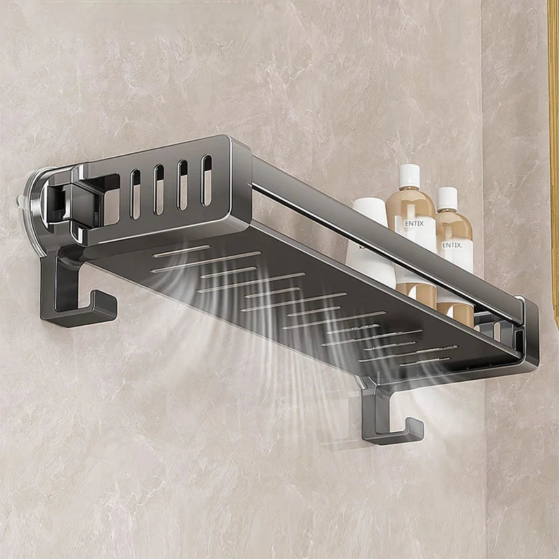 Repisas De Aluminio Con Ventosa Para Baño. Estante Flotante De Ducha. Color Gris. TU197 Selecto