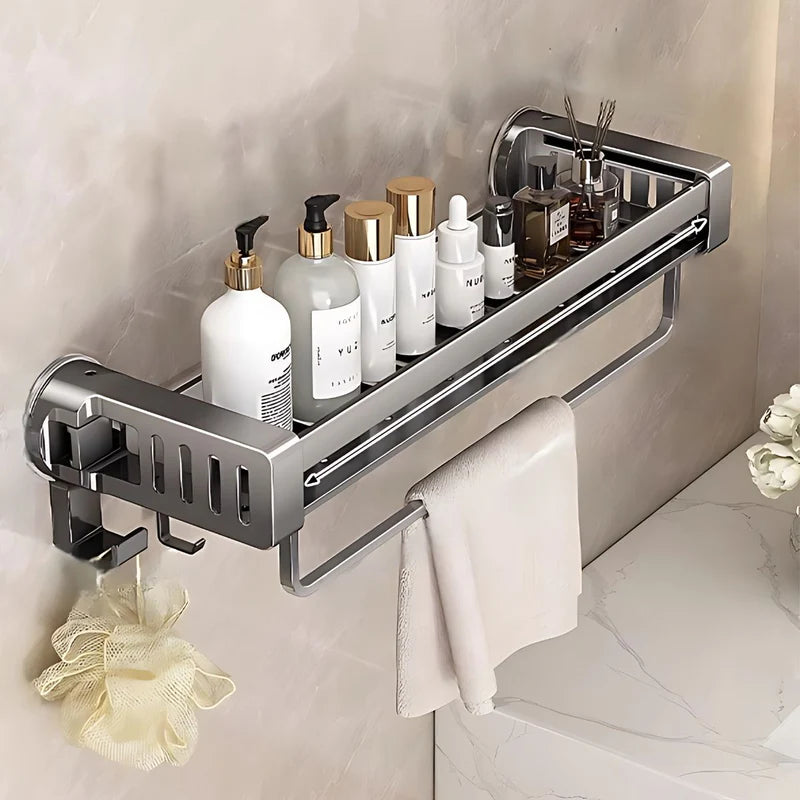 Repisas De Aluminio Con Ventosa Para Baño. Estante Flotante De Ducha. Color Gris. TU197 Selecto
