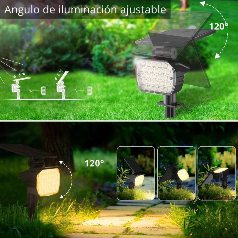 Lampara Solar LED Para Césped Tipo Estaca. (12 Unds) Foco Con Panel Solar Integrado Para Jardín IP67 Resiste Al Agua. (Luz Cálida). 3W. 3.7V. TU449