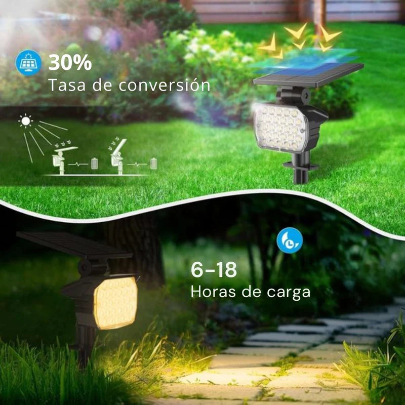 Lampara Solar LED RGB Para Césped Tipo Estaca. (2 Unds) Foco Con Panel Solar Integrado Color Negro De ABS. Para Jardín IP67 Resiste Al Agua. 3W. 3.7V. TU451