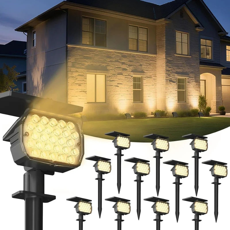 Lampara Solar LED Para Césped Tipo Estaca. (12 Unds) Foco Con Panel Solar Integrado Para Jardín IP67 Resiste Al Agua. (Luz Cálida). 3W. 3.7V. TU449 Selecto