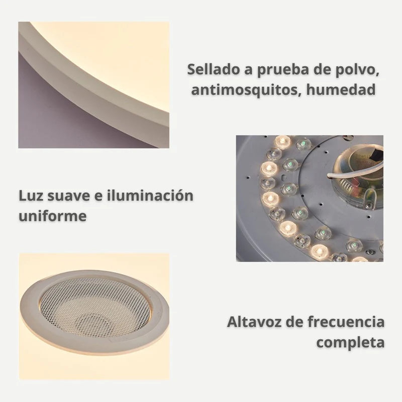 Lámpara De Techo Led Inteligente RGB Con Bocina Wifi Bluetooth Con Control Remoto Y App Tuya 36W 11.8” (30Cm). Cobertura 5-10M². TU585 Selecto