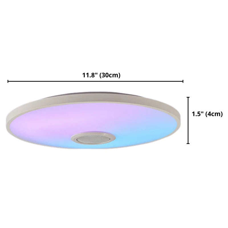 Lámpara De Techo Led Inteligente RGB Con Bocina Wifi Bluetooth Con Control Remoto Y App Tuya 36W 11.8” (30Cm). Cobertura 5-10M². TU585 Selecto