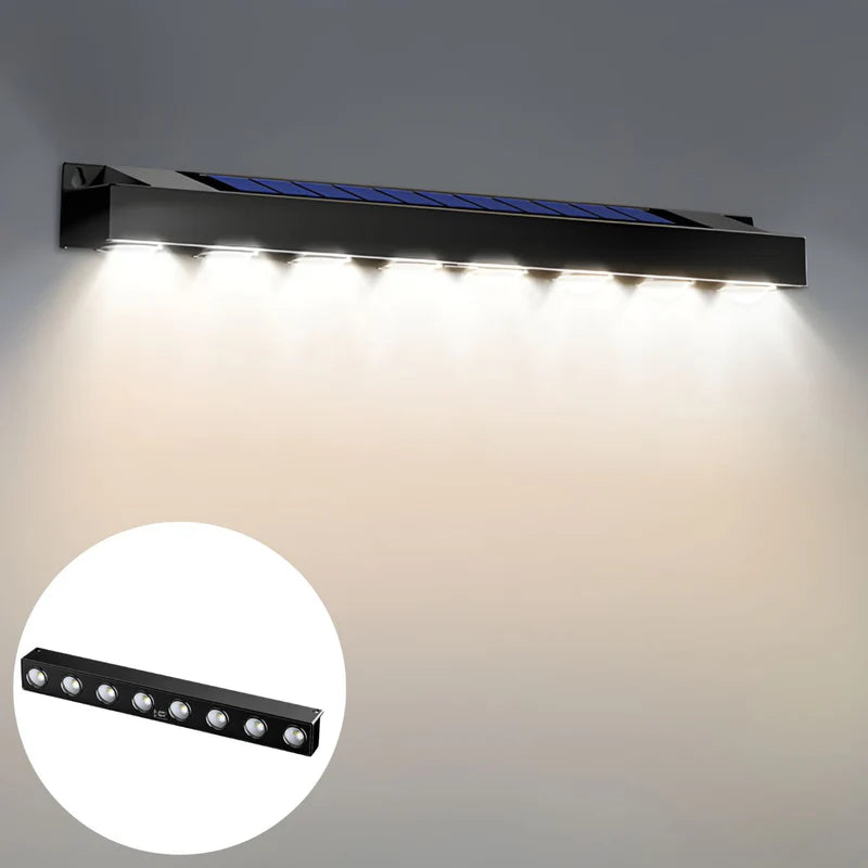 Lámpara Solar LED Lineal Con 8 Focos. Luz Cálida Impermeable Para Exterior. Iluminación Con Panel Solar. TU600