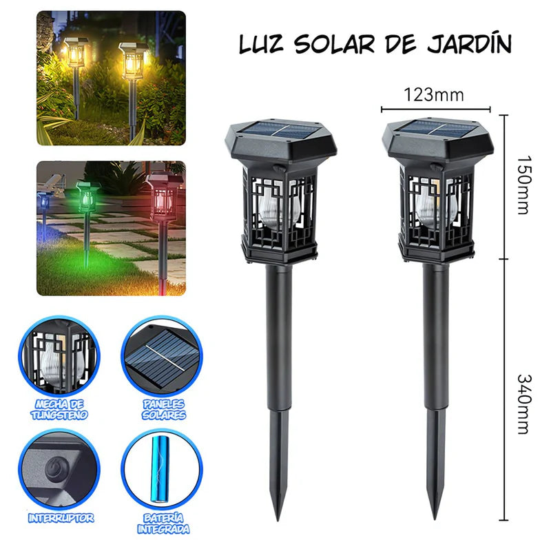 Lámpara Solar Decorativa Para Jardín 600 Mah Tipo Estaca Con Panel Solar Integrado. Foco Impermeable De Luz Cálida Para Exteriores. TU665