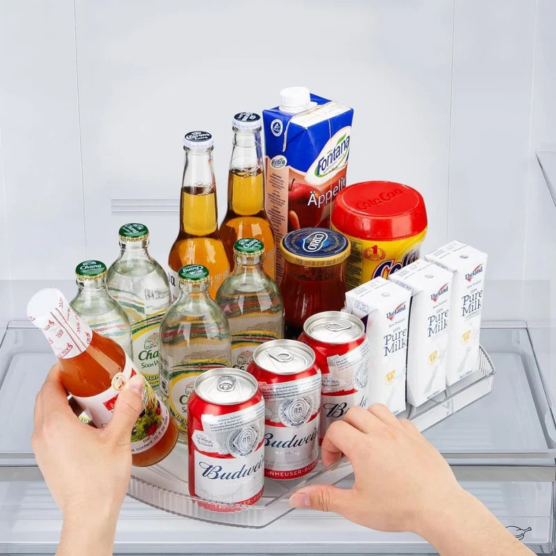 Bandeja Giratoria Deslizable Organizador De Refrigerador De 16.5X11.1”X1.4” (41.9X 28.2X3.6 Cm) De PET. Lazy Suzan Para Cocina Y Comedor. TU759 Selecto