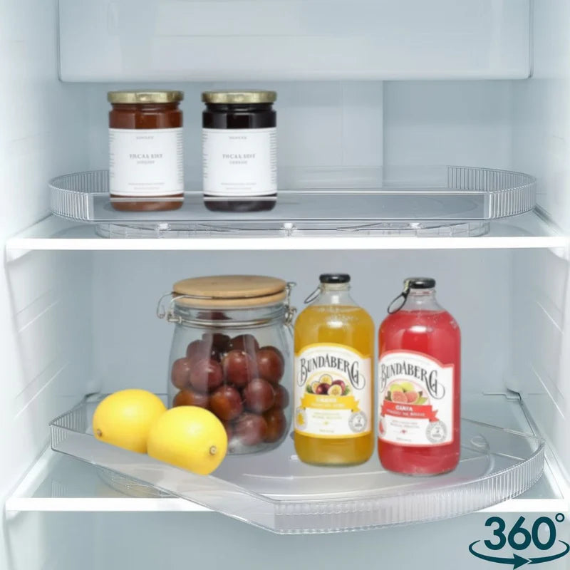 Bandeja Giratoria Deslizable Organizador De Refrigerador De 16.5X11.1”X1.4” (41.9X 28.2X3.6 Cm) De PET. Lazy Suzan Para Cocina Y Comedor. TU759