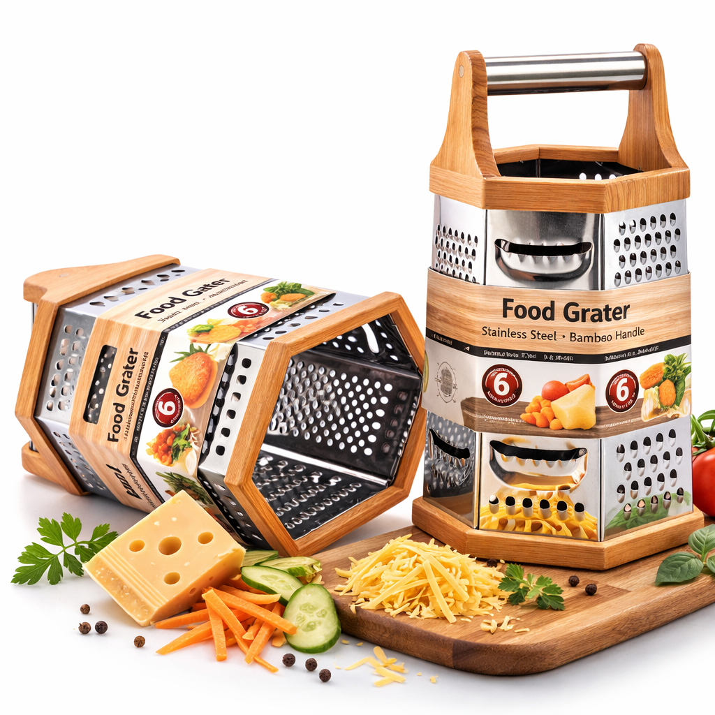 (LLEGANDO 27 DE MARZO) Rayador para Cocina en Acero Inoxidable de 6 Lados 9" Lotus 83830 Rallador.