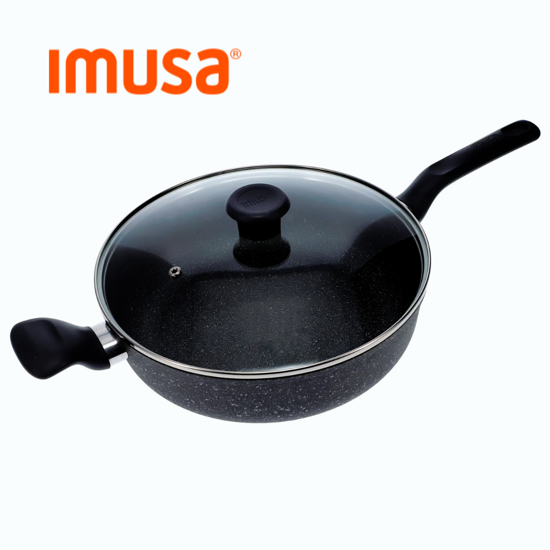 Sartén de Aluminio Fundido con Tapa de Vidrio 28cm Gusto Imusa 8119300 IMUSA