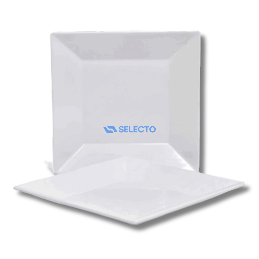 Plato de Melamina Cuadrado Blanco 8" BG-014-8W