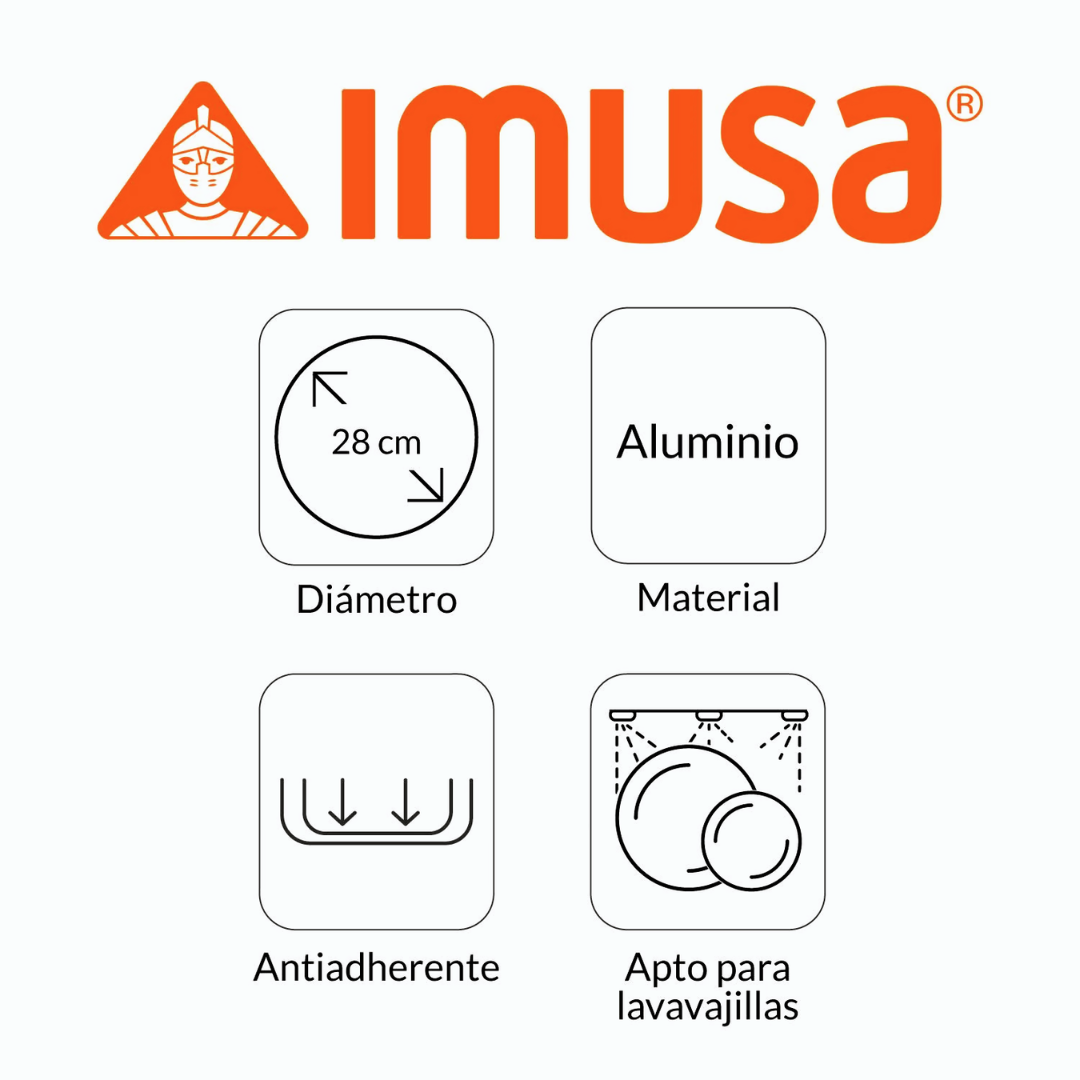 Sartén de Aluminio Fundido con Tapa de Vidrio 28cm Gusto Imusa 8119300 IMUSA