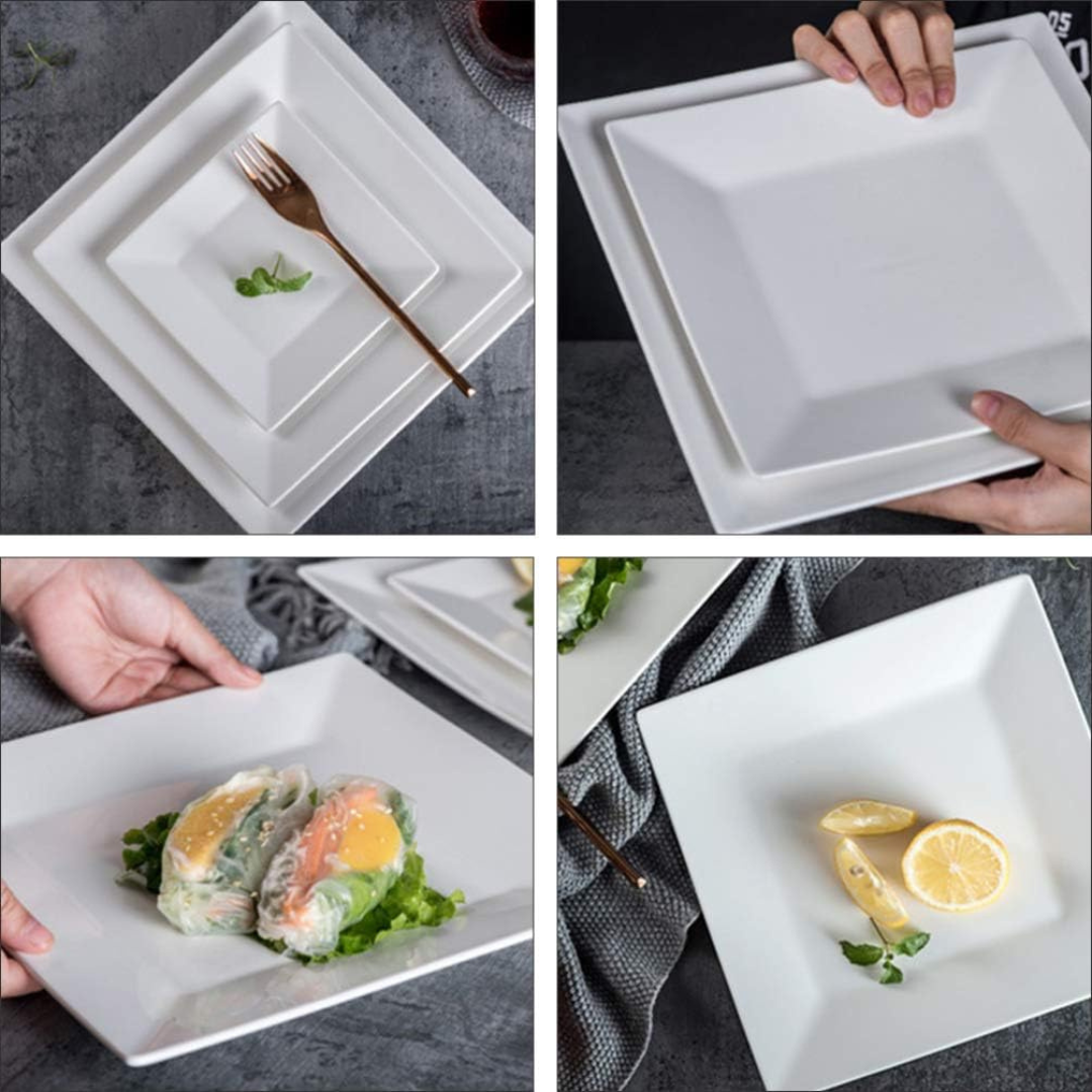 Plato de Melamina Cuadrado Blanco 8" BG-014-8W