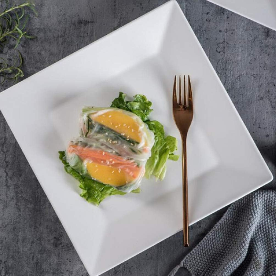 Plato de Melamina Cuadrado Blanco 8" BG-014-8W