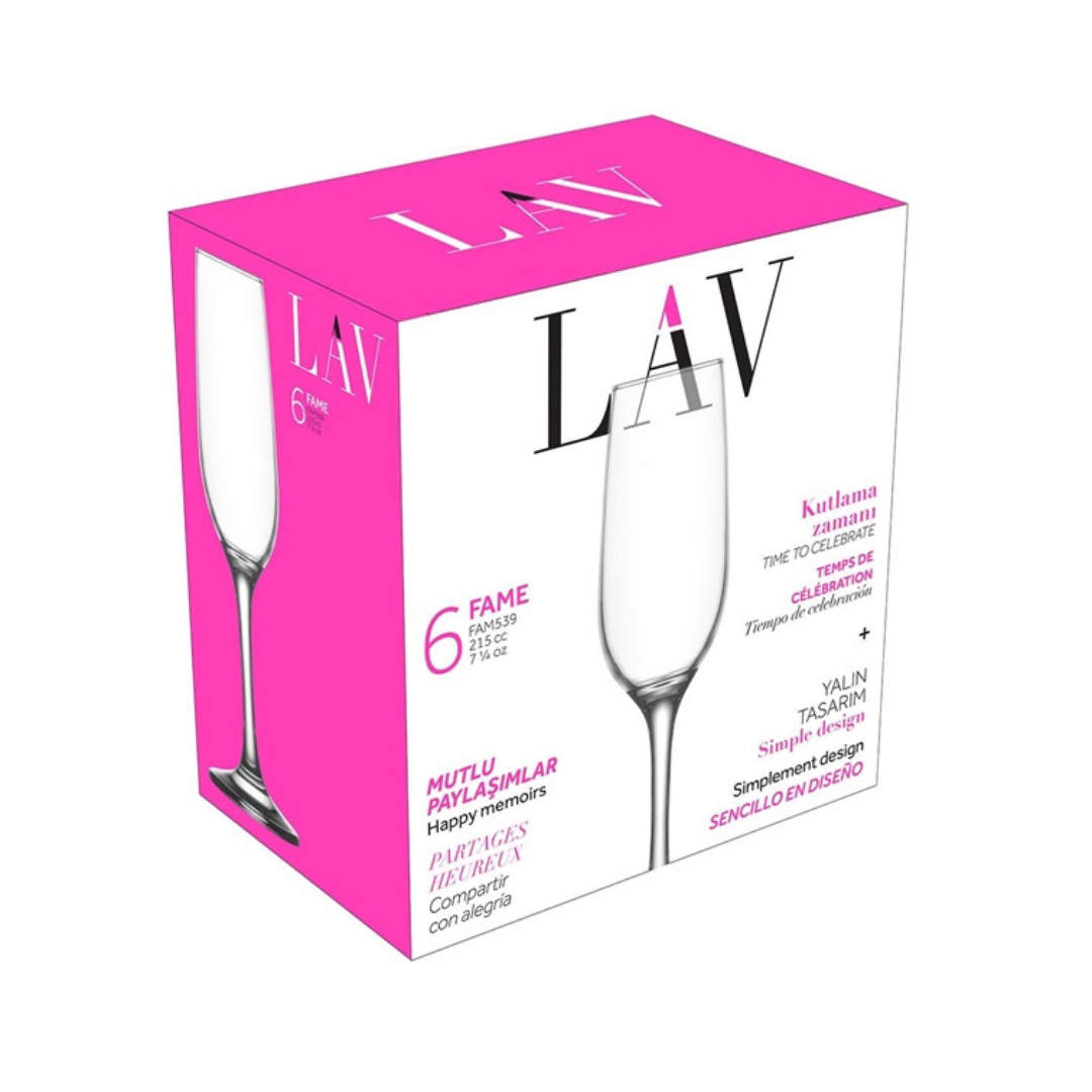 Set de 6 Copas Fame de Champaña 7.25oz LV-FAM539F LAV LAV