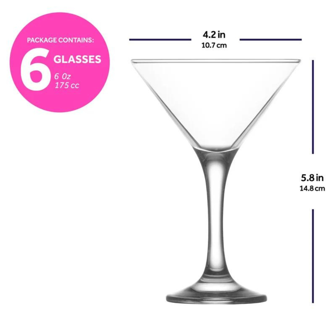 Set de 6 Copas Misket para Martini 6oz Vidrio LV-MIS586F LAV LAV