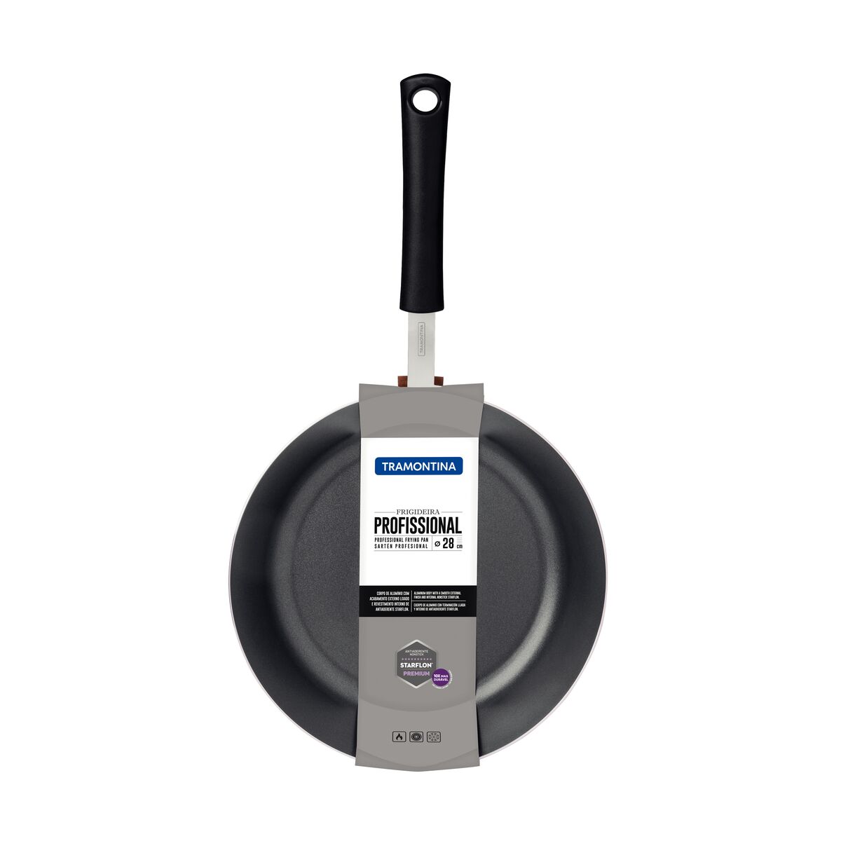 Sartén Profesional en Aluminio con Revestimiento Interno con Antiadherente Starflon Premium y Acabado Externo Lijado 28cm 3,2L Tramontina 20892028