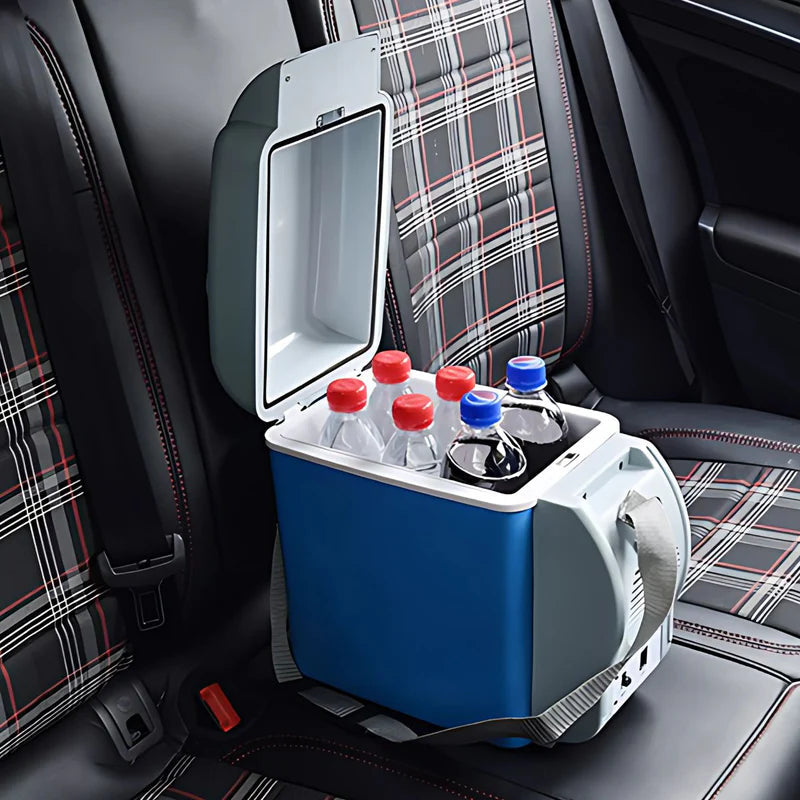 Mini Nevera Cooler Portátil 7.5L Para Auto. Hielera Para Carro12v. Función Frío 15°C Y Calor 60°C. Hielera Pequeña Color Azul. 31X17x31 Cm. AB1427 Selecto