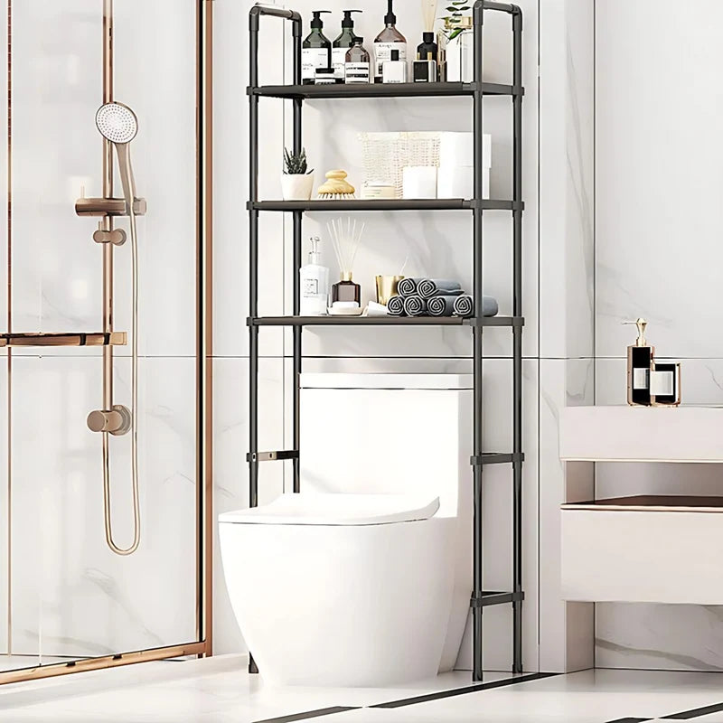 Estante Organizador Para Baño Sobre Inodoro De 3 Niveles. Mueble Repisa Para Almacenamiento. Color Negro. 149X45.3X26cm AB1436