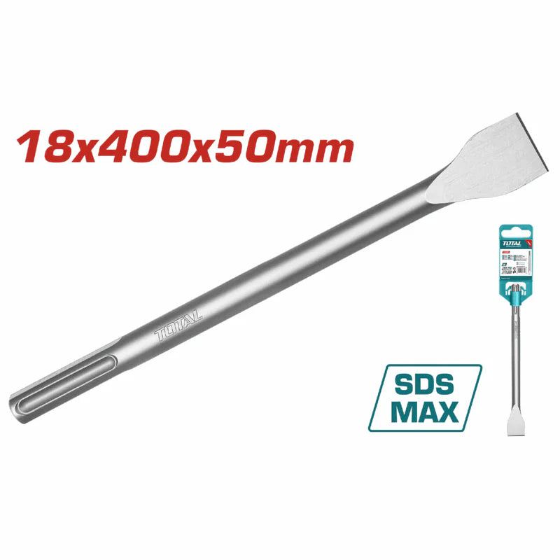 Cincel Plano SDS Max 18×400×50 Mm Para Demoledor Rotomartillo. TAC15221822 TOTAL