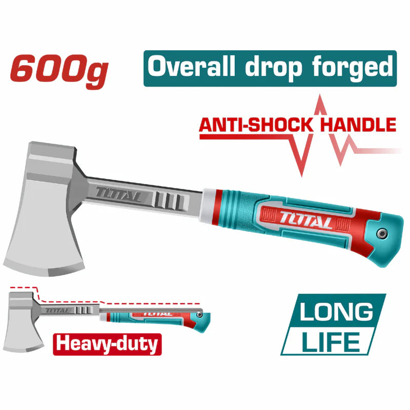 Hacha De Mano 600G. Tratamiento Térmico. Heavy Duty. Mango Ergonómico. THAX061600L TOTAL