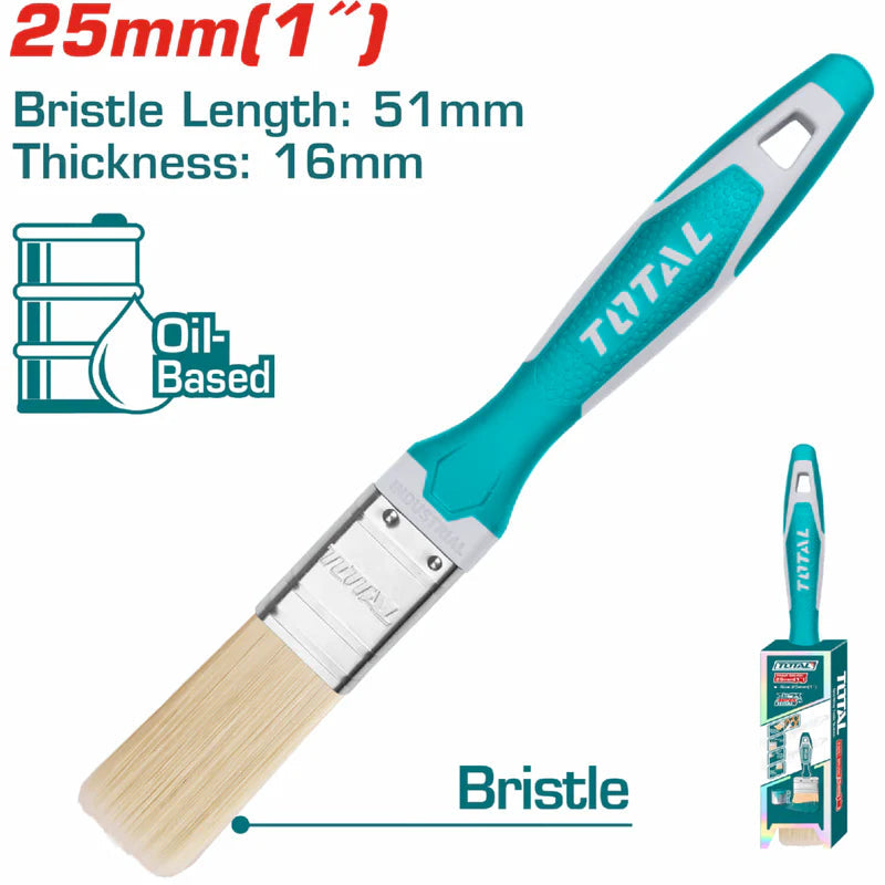 Brocha De 1" (25Mm). Largo 51Mm. Grueso De Cerdas 16Mm. Para Pintura A Base De Aceite. THT84016 TOTAL