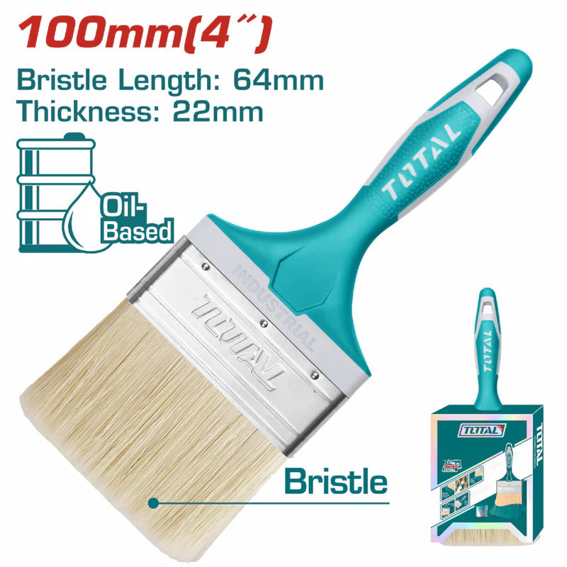 Brocha De 4" (100Mm). Largo 70Mm. Grueso De Cerdas 22Mm. Para Pintura A Base De Aceite. TOTAL