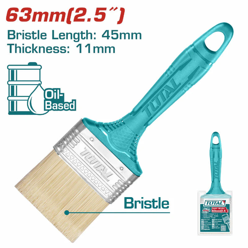 Brocha De 2.5" (63Mm). Largo 40Mm. Grueso De Cerdas 10Mm. Para Pintura A Base De Aceite. THT845256 TOTAL