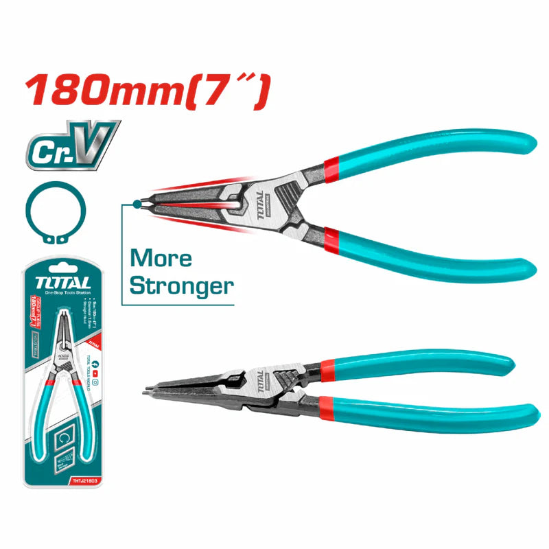 Alicate Punta Recta 180Mm (7") Incluye Anillo De Retención Interno 1.8Mm Cr-V. THTJ21803