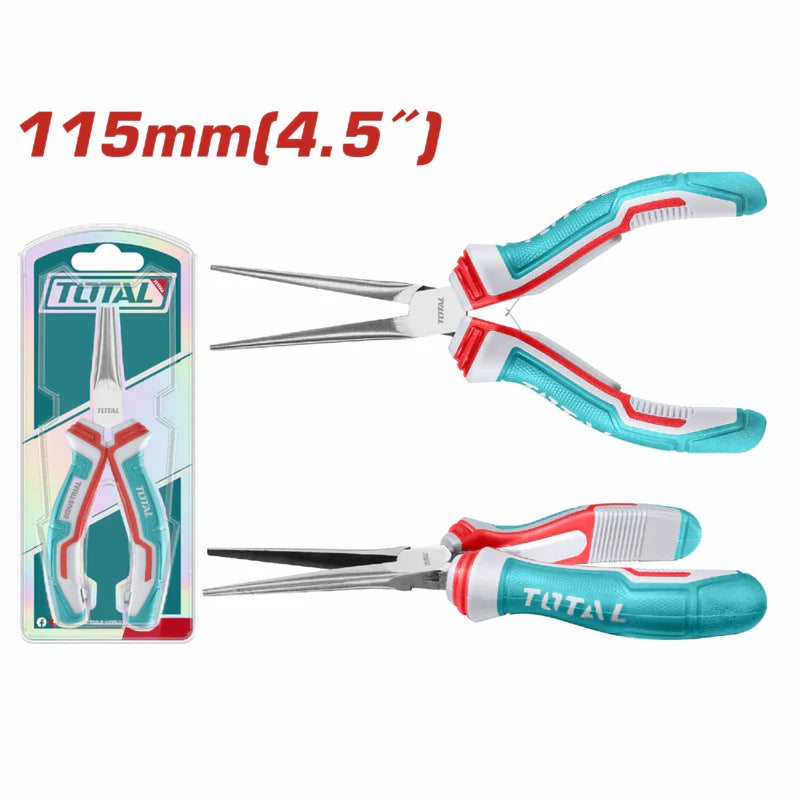 Mini Alicate Punta Aguja 115Mm (4.5") Pulido Y Antióxido. Con Mango De Plástico. THTMN756